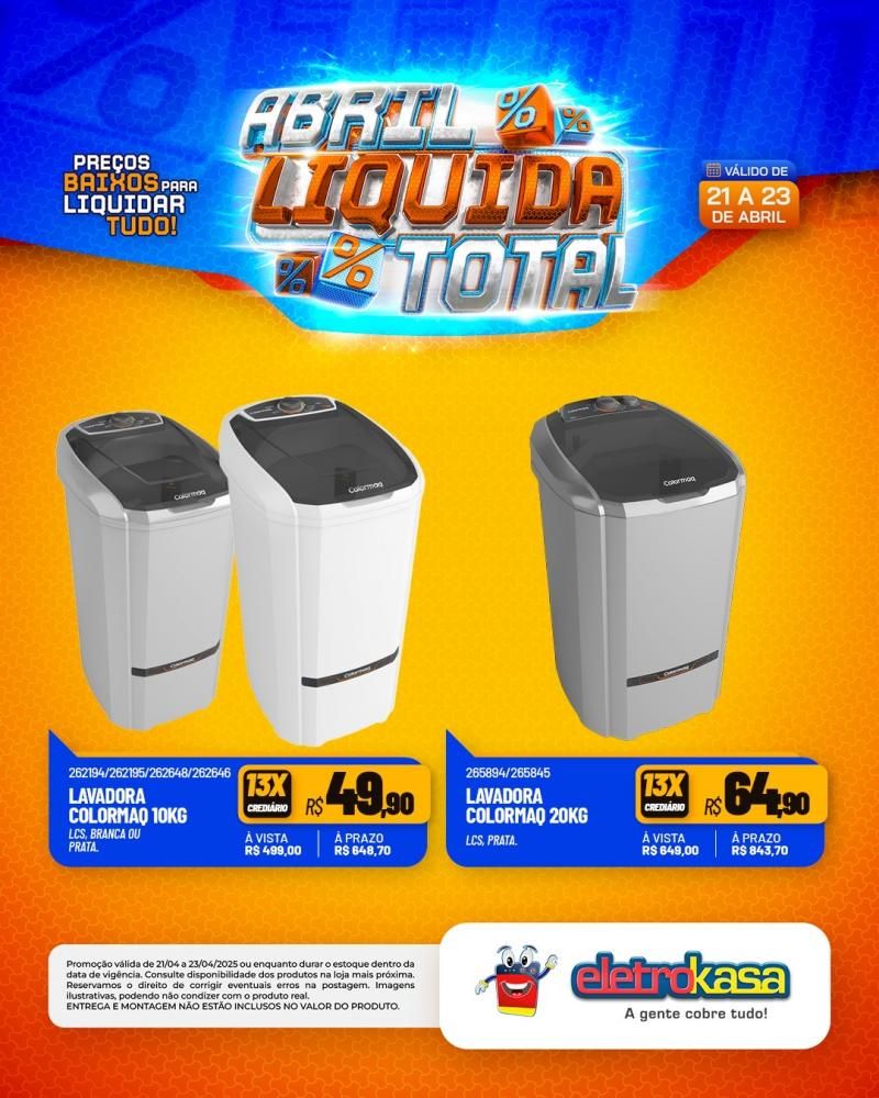 Ofertas especiais no ABRIL LÍQUIDA TOTAL, nas lojas eletroKasa, em Rolim de Moura Ofertas especiais no ABRIL LÍQUIDA TOTAL, nas lojas eletroKasa, em Rolim de Moura