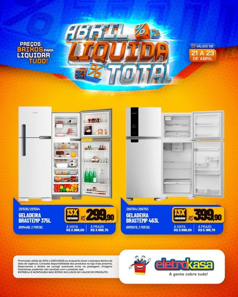 Ofertas especiais no ABRIL LÍQUIDA TOTAL, nas lojas eletroKasa, em Rolim de Moura Ofertas especiais no ABRIL LÍQUIDA TOTAL, nas lojas eletroKasa, em Rolim de Moura