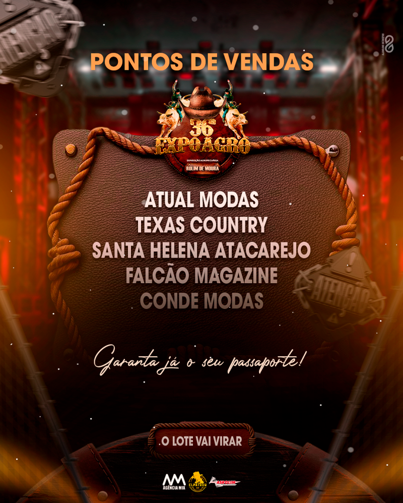 ATENÇÃO! VIRADA DE LOTE DO PASSAPORTE DA EXPOAGRO SE APROXIMANDO! ATENÇÃO! VIRADA DE LOTE DO PASSAPORTE DA EXPOAGRO SE APROXIMANDO!