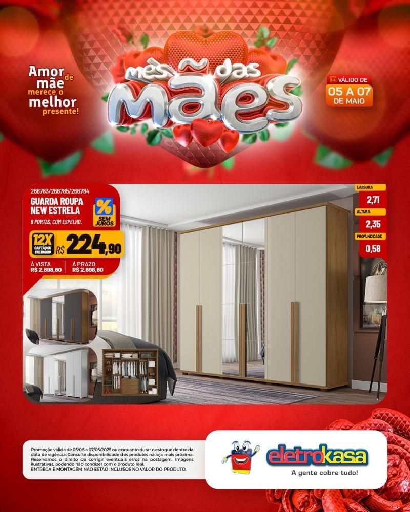 Ofertas e condições imperdíveis no MÊS DAS MÃES nas Lojas eletroKasa, em Rolim de Moura Ofertas e condições imperdíveis no MÊS DAS MÃES nas Lojas eletroKasa, em Rolim de Moura