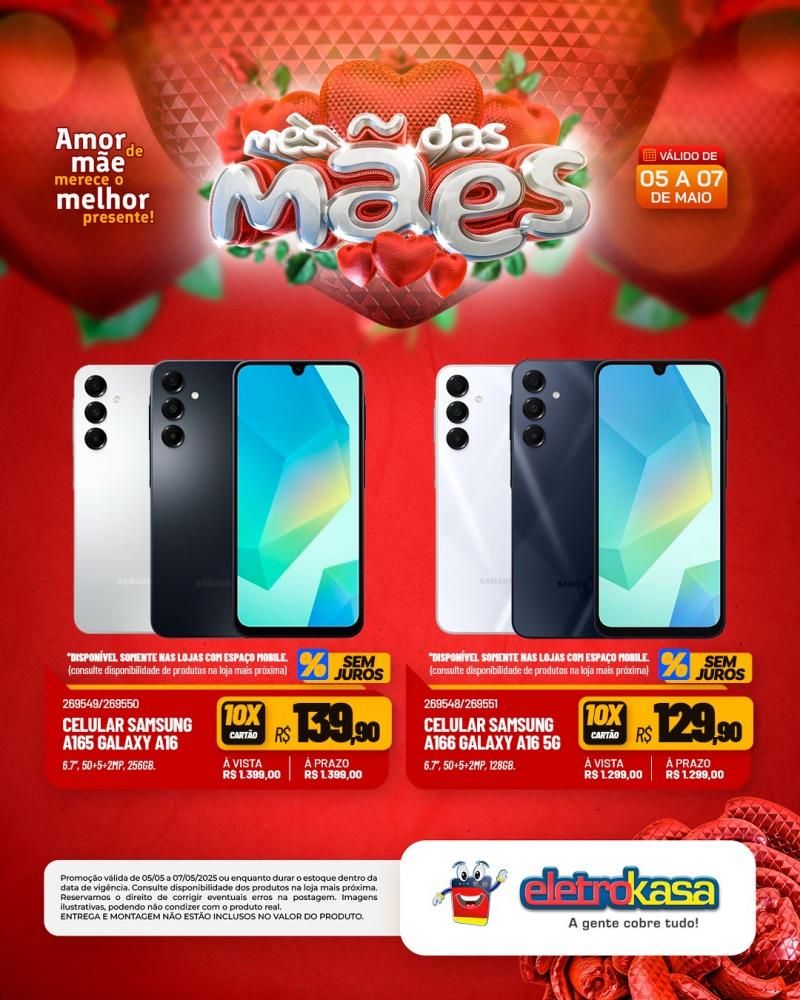 Ofertas e condições imperdíveis no MÊS DAS MÃES nas Lojas eletroKasa, em Rolim de Moura Ofertas e condições imperdíveis no MÊS DAS MÃES nas Lojas eletroKasa, em Rolim de Moura