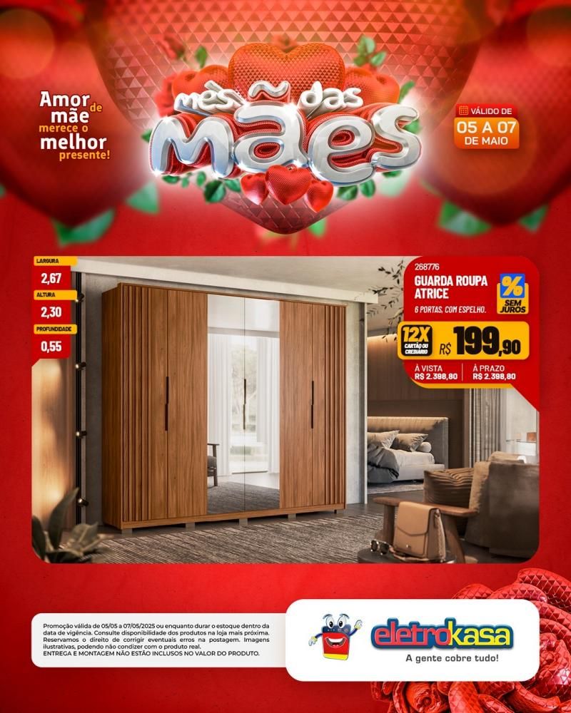 Ofertas e condições imperdíveis no MÊS DAS MÃES nas Lojas eletroKasa, em Rolim de Moura Ofertas e condições imperdíveis no MÊS DAS MÃES nas Lojas eletroKasa, em Rolim de Moura