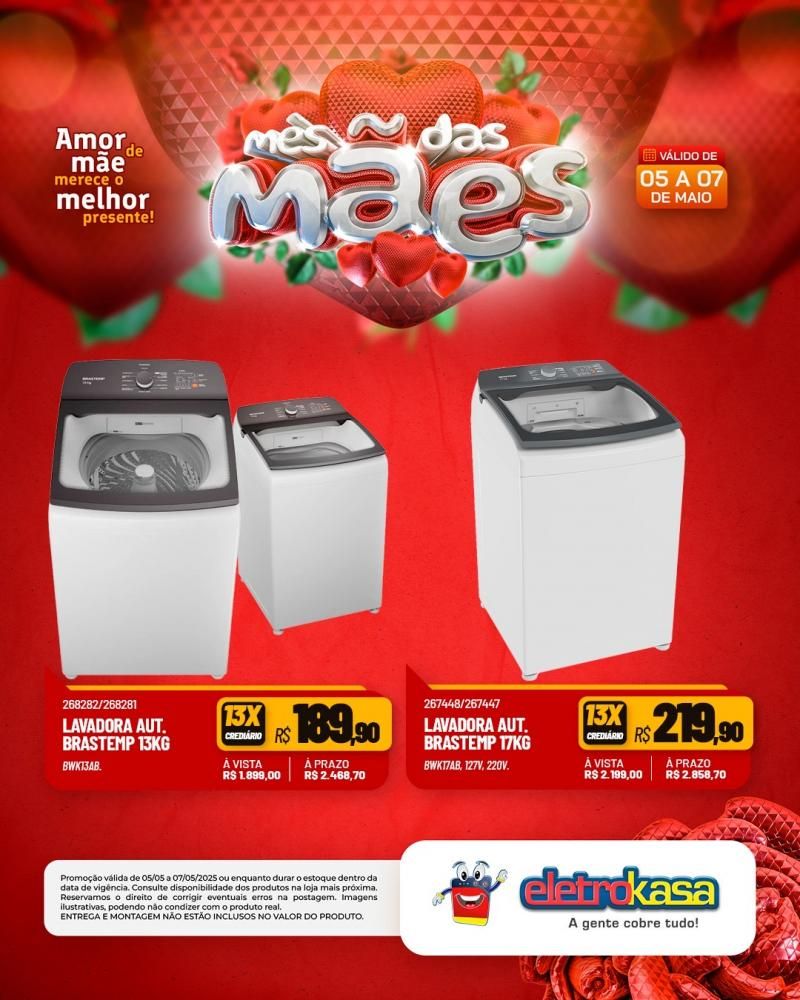 Ofertas e condições imperdíveis no MÊS DAS MÃES nas Lojas eletroKasa, em Rolim de Moura Ofertas e condições imperdíveis no MÊS DAS MÃES nas Lojas eletroKasa, em Rolim de Moura