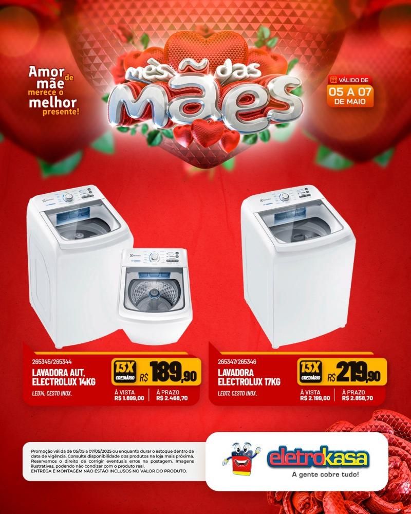 Ofertas e condições imperdíveis no MÊS DAS MÃES nas Lojas eletroKasa, em Rolim de Moura Ofertas e condições imperdíveis no MÊS DAS MÃES nas Lojas eletroKasa, em Rolim de Moura
