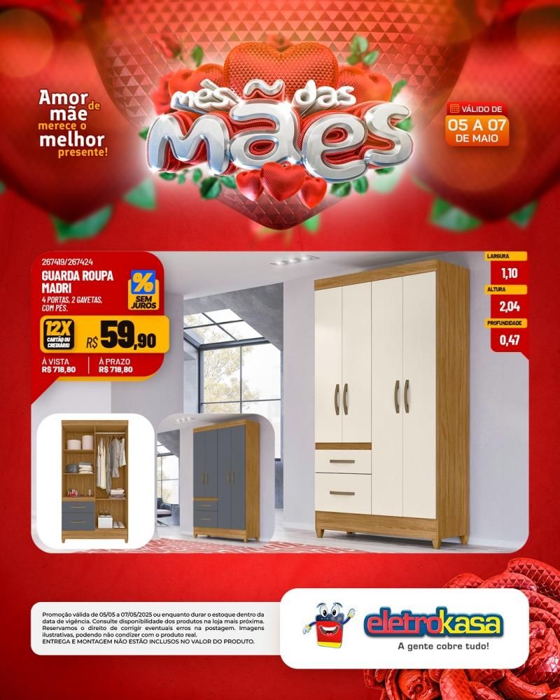 Ofertas e condições imperdíveis no MÊS DAS MÃES nas Lojas eletroKasa, em Rolim de Moura Ofertas e condições imperdíveis no MÊS DAS MÃES nas Lojas eletroKasa, em Rolim de Moura