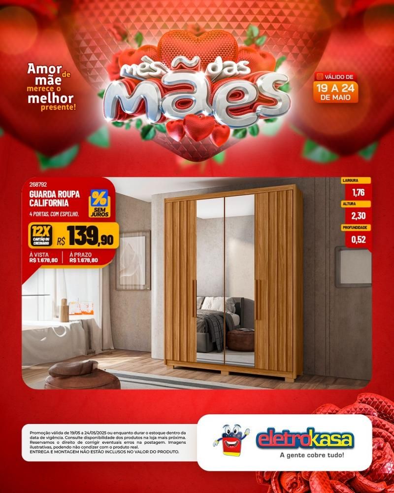 Ofertas especiais no mês das Mães, nas Lojas eletroKasa, em Rolim de Moura Ofertas especiais no mês das Mães, nas Lojas eletroKasa, em Rolim de Moura