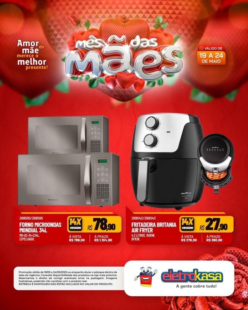 Ofertas especiais no mês das Mães, nas Lojas eletroKasa, em Rolim de Moura Ofertas especiais no mês das Mães, nas Lojas eletroKasa, em Rolim de Moura