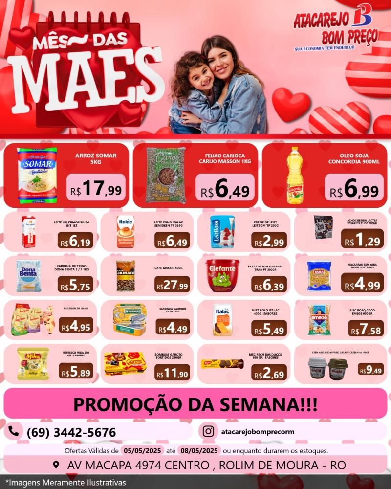 Ofertas especiais no mês das Mães no ATACAREJO BOM PREÇO em Rolim de Moura Ofertas especiais no mês das Mães no ATACAREJO BOM PREÇO em Rolim de Moura