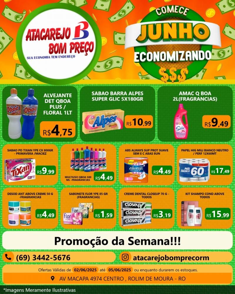 Comece o mês de junho economizando, no ATACAREJO BOM PREÇO em Rolim de Moura Comece o mês de junho economizando, no ATACAREJO BOM PREÇO em Rolim de Moura