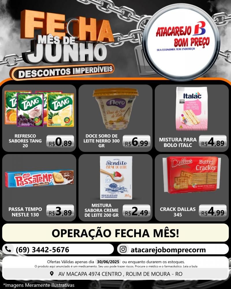 Descontos imperdíveis no FECHA MÊS de junho no ATACAREJO BOM PREÇO, em Rolim de Moura Descontos imperdíveis no FECHA MÊS de junho no ATACAREJO BOM PREÇO, em Rolim de Moura