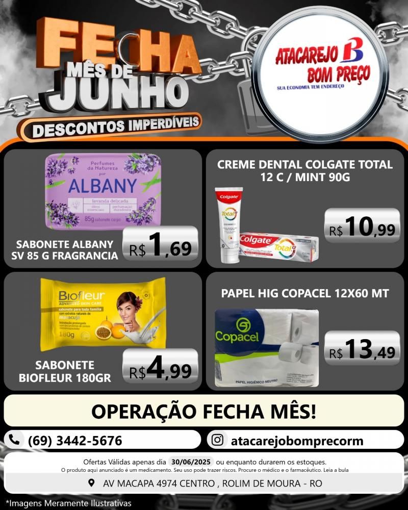 Descontos imperdíveis no FECHA MÊS de junho no ATACAREJO BOM PREÇO, em Rolim de Moura Descontos imperdíveis no FECHA MÊS de junho no ATACAREJO BOM PREÇO, em Rolim de Moura