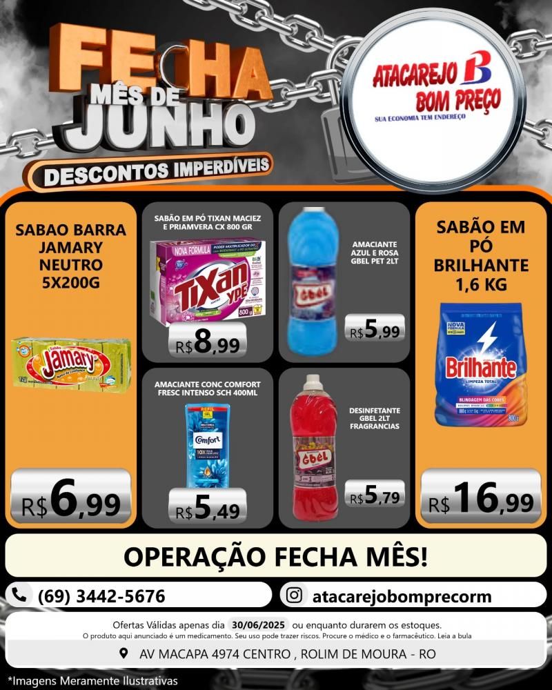 Descontos imperdíveis no FECHA MÊS de junho no ATACAREJO BOM PREÇO, em Rolim de Moura Descontos imperdíveis no FECHA MÊS de junho no ATACAREJO BOM PREÇO, em Rolim de Moura