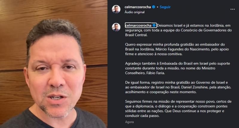 VÍDEO - Governador de Rondônia anuncia saída de Israel e chegada à Jordânia VÍDEO - Governador de Rondônia anuncia saída de Israel e chegada à Jordânia