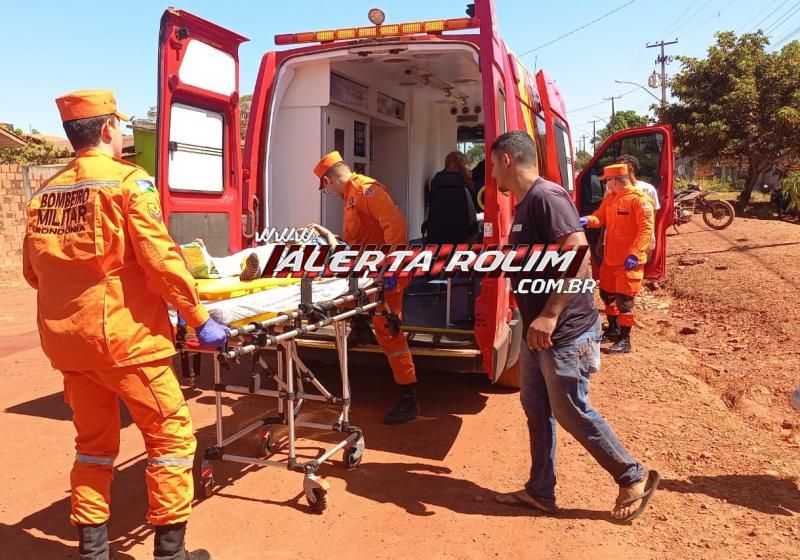 Criança fraturou uma das pernas em acidente envolvendo duas motos em Rolim de Moura Criança fraturou uma das pernas em acidente envolvendo duas motos em Rolim de Moura