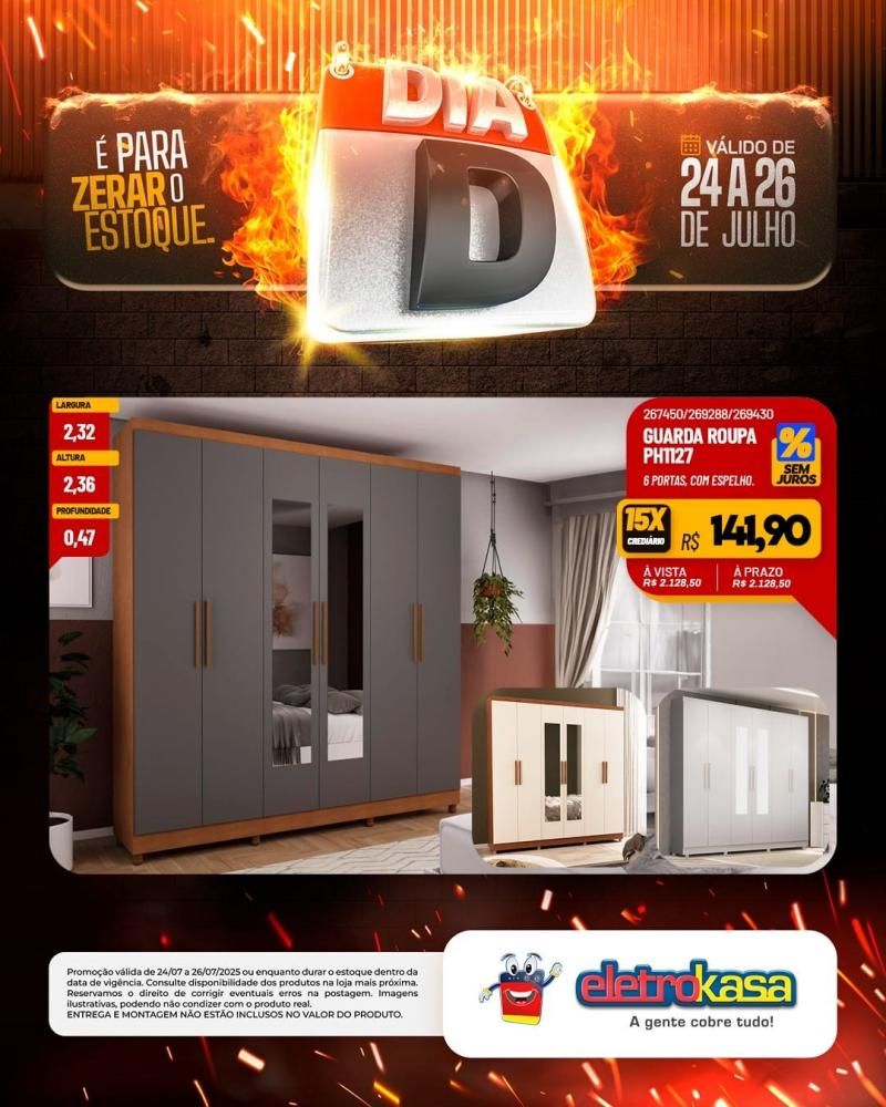 É para zerar o estoque - Dia D nas lojas eletroKasa, em Rolim De Moura É para zerar o estoque - Dia D nas lojas eletroKasa, em Rolim De Moura