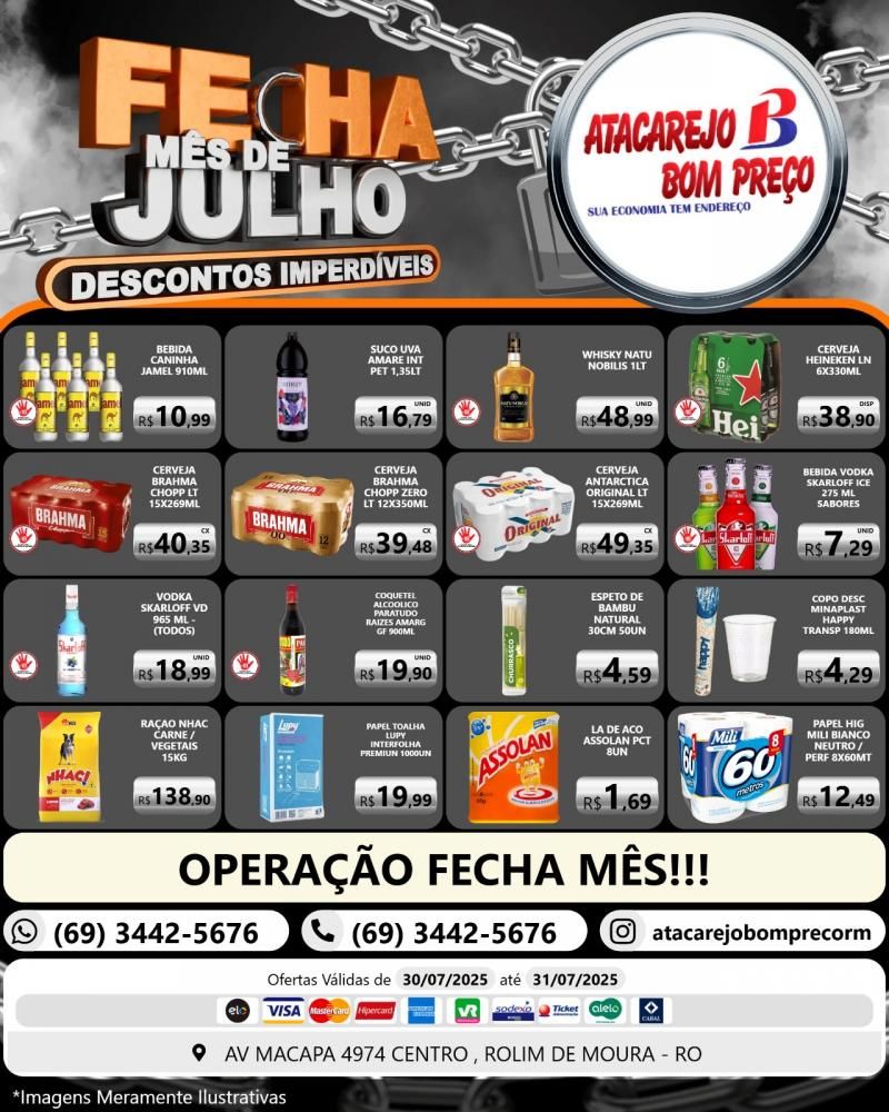 FECHA MÊS DE JULHO com descontos imperdíveis no ATACAREJO BOM PREÇO, em Rolim de Moura FECHA MÊS DE JULHO com descontos imperdíveis no ATACAREJO BOM PREÇO, em Rolim de Moura