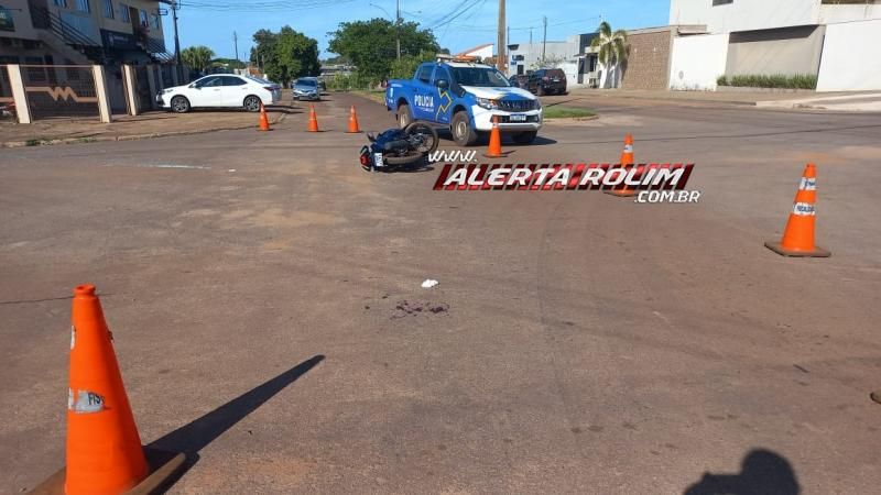 Motociclista ficou ferido e motorista de carro se evadiu do local após acidente de trânsito, em Rolim de Moura Motociclista ficou ferido e motorista de carro se evadiu do local após acidente de trânsito, em Rolim de Moura
