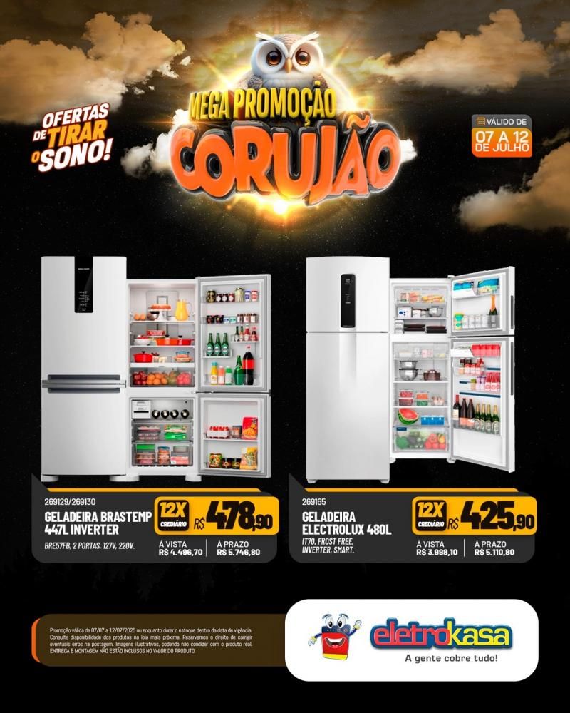 Ofertas de tirar o sono, na MEGAPROMOÇÃO CORUJÃO das lojas eletroKasa, em Rolim de Moura Ofertas de tirar o sono, na MEGAPROMOÇÃO CORUJÃO das lojas eletroKasa, em Rolim de Moura