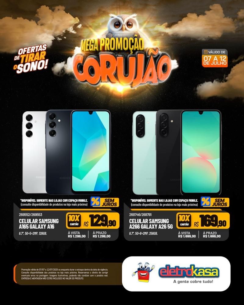 Ofertas de tirar o sono, na MEGAPROMOÇÃO CORUJÃO das lojas eletroKasa, em Rolim de Moura Ofertas de tirar o sono, na MEGAPROMOÇÃO CORUJÃO das lojas eletroKasa, em Rolim de Moura