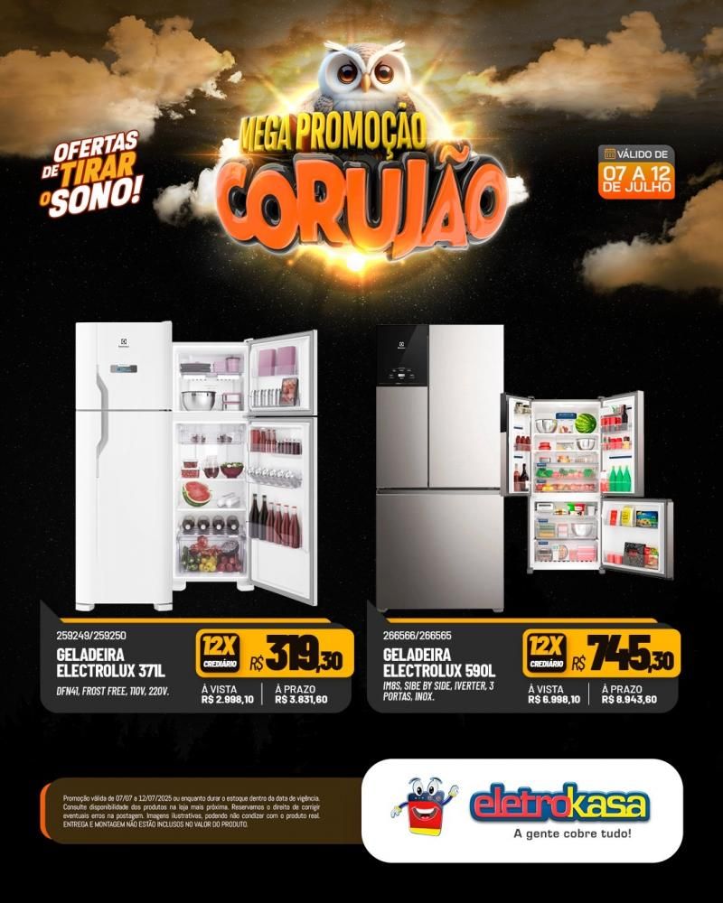 Ofertas de tirar o sono, na MEGAPROMOÇÃO CORUJÃO das lojas eletroKasa, em Rolim de Moura Ofertas de tirar o sono, na MEGAPROMOÇÃO CORUJÃO das lojas eletroKasa, em Rolim de Moura