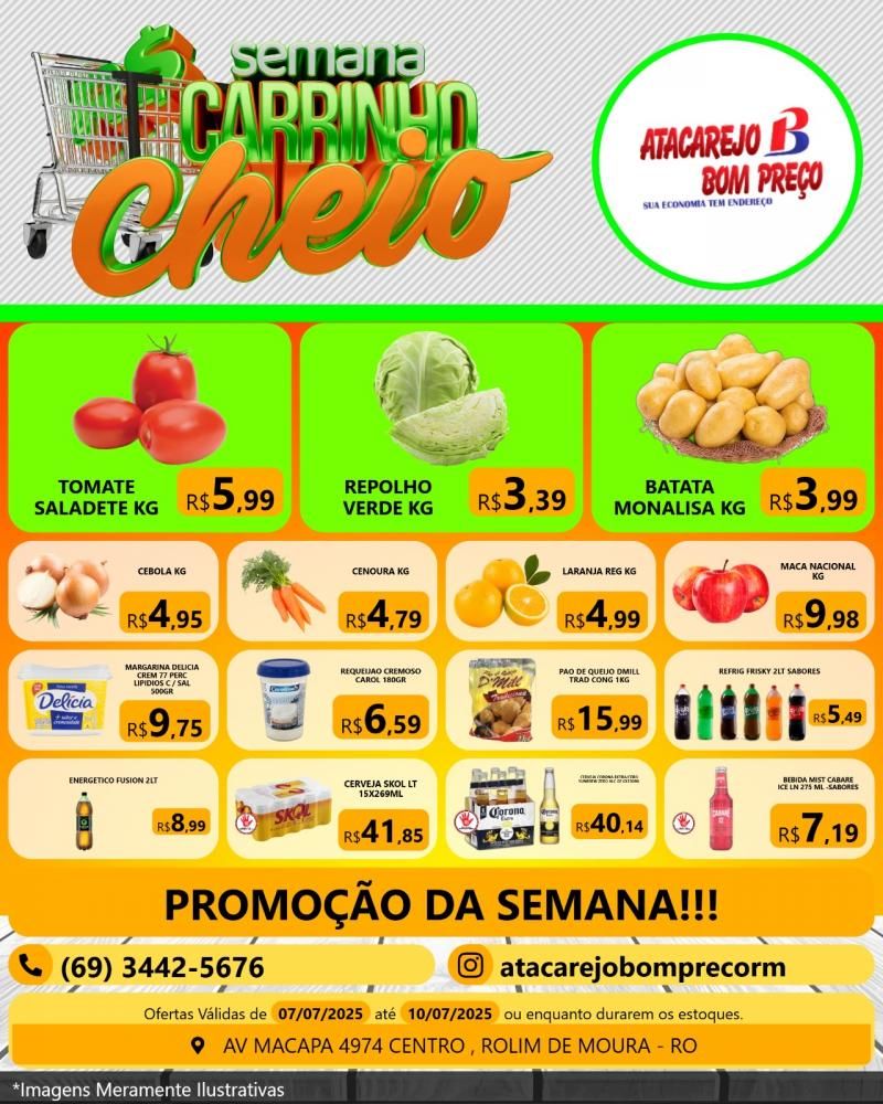 Promoção Semana Carrinho Cheio com grandes ofertas no ATACAREJO BOM PREÇO, em Rolim de Moura Promoção Semana Carrinho Cheio com grandes ofertas no ATACAREJO BOM PREÇO, em Rolim de Moura