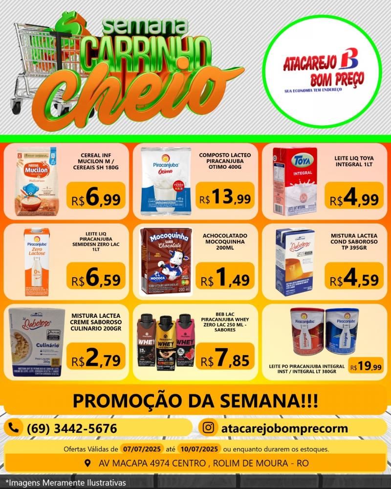 Promoção Semana Carrinho Cheio com grandes ofertas no ATACAREJO BOM PREÇO, em Rolim de Moura Promoção Semana Carrinho Cheio com grandes ofertas no ATACAREJO BOM PREÇO, em Rolim de Moura