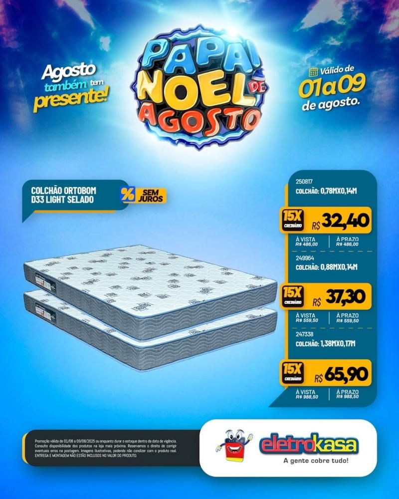 PAPAI NOEL DE AGOSTO com ofertas especiais nas lojas eletroKasa, em Rolim De Moura PAPAI NOEL DE AGOSTO com ofertas especiais nas lojas eletroKasa, em Rolim De Moura