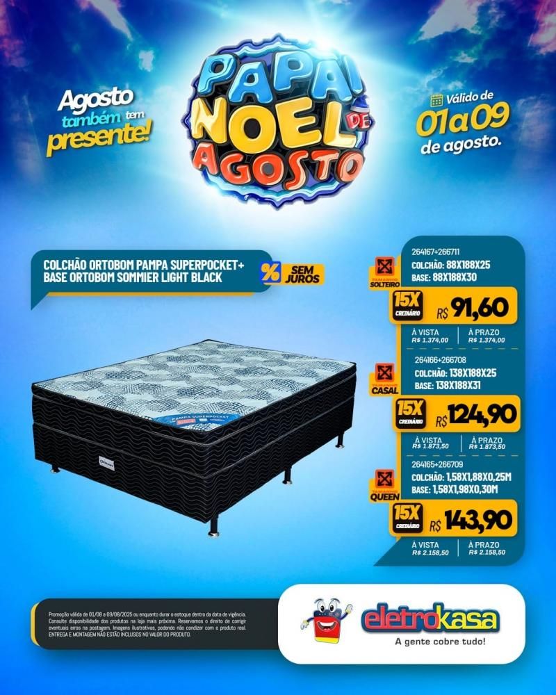 PAPAI NOEL DE AGOSTO com ofertas especiais nas lojas eletroKasa, em Rolim De Moura PAPAI NOEL DE AGOSTO com ofertas especiais nas lojas eletroKasa, em Rolim De Moura