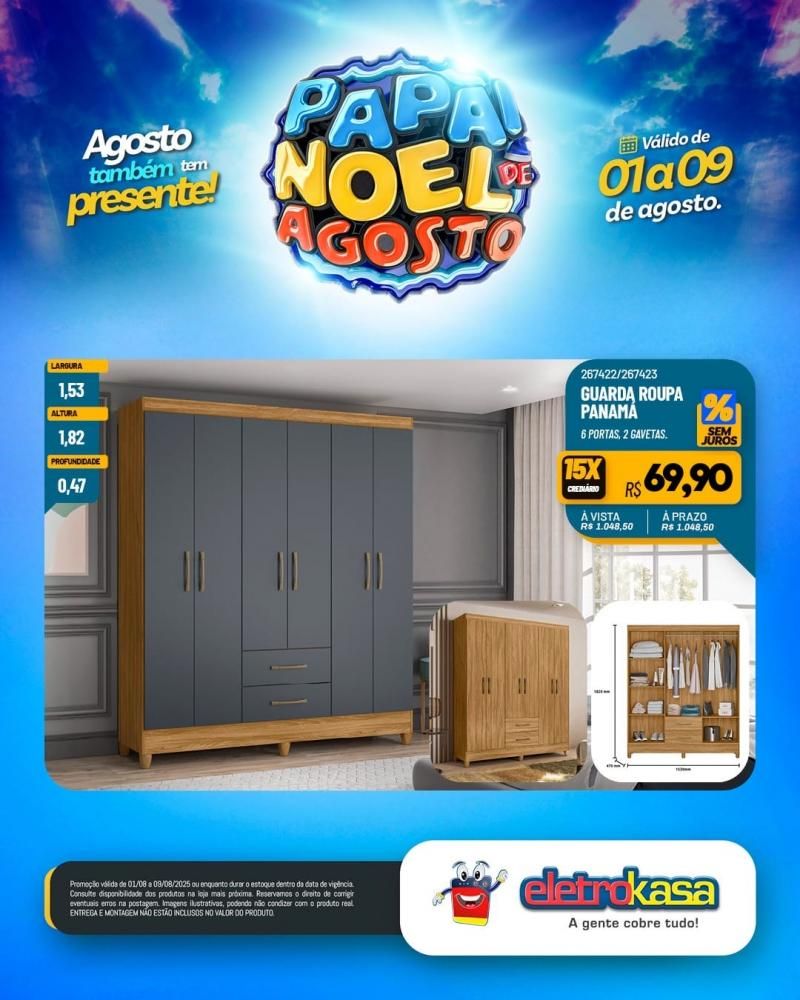 PAPAI NOEL DE AGOSTO com ofertas especiais nas lojas eletroKasa, em Rolim De Moura PAPAI NOEL DE AGOSTO com ofertas especiais nas lojas eletroKasa, em Rolim De Moura