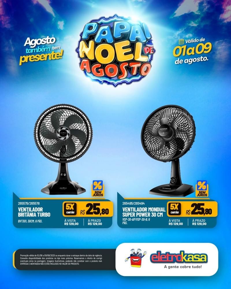 PAPAI NOEL DE AGOSTO com ofertas especiais nas lojas eletroKasa, em Rolim De Moura PAPAI NOEL DE AGOSTO com ofertas especiais nas lojas eletroKasa, em Rolim De Moura