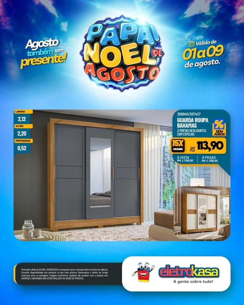 PAPAI NOEL DE AGOSTO com ofertas especiais nas lojas eletroKasa, em Rolim De Moura PAPAI NOEL DE AGOSTO com ofertas especiais nas lojas eletroKasa, em Rolim De Moura