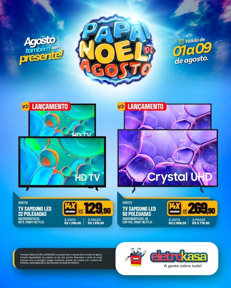 PAPAI NOEL DE AGOSTO com ofertas especiais nas lojas eletroKasa, em Rolim De Moura PAPAI NOEL DE AGOSTO com ofertas especiais nas lojas eletroKasa, em Rolim De Moura