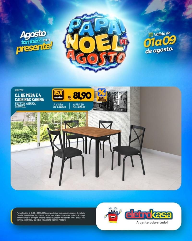 PAPAI NOEL DE AGOSTO com ofertas especiais nas lojas eletroKasa, em Rolim De Moura PAPAI NOEL DE AGOSTO com ofertas especiais nas lojas eletroKasa, em Rolim De Moura
