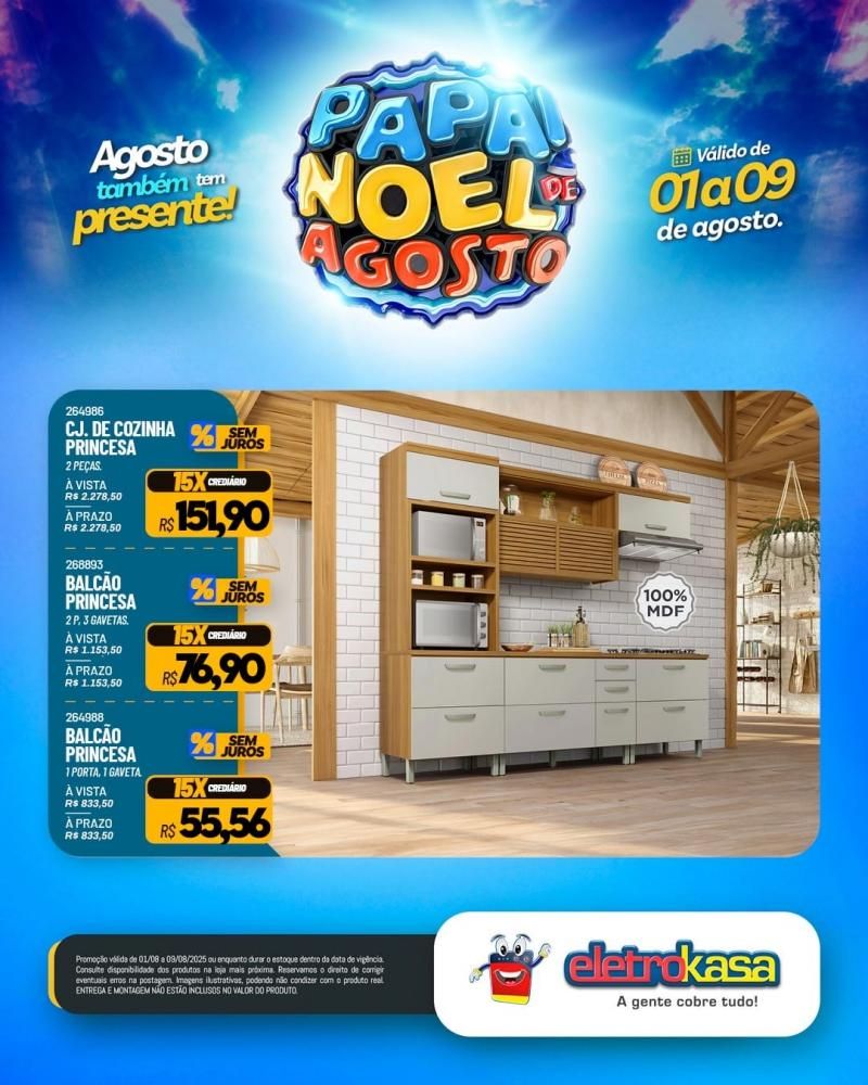 PAPAI NOEL DE AGOSTO com ofertas especiais nas lojas eletroKasa, em Rolim De Moura PAPAI NOEL DE AGOSTO com ofertas especiais nas lojas eletroKasa, em Rolim De Moura