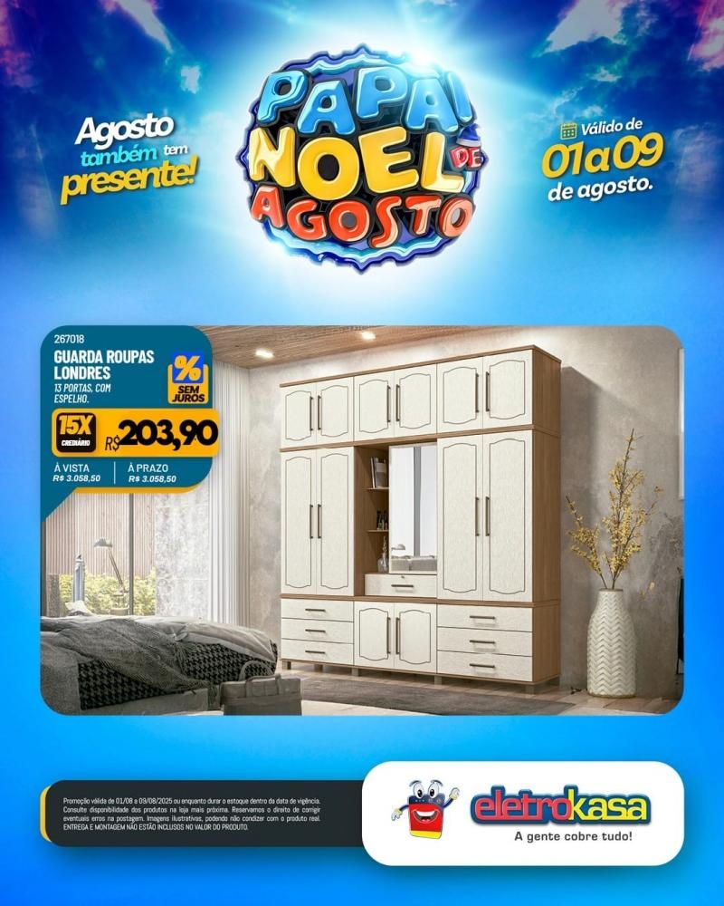 PAPAI NOEL DE AGOSTO com ofertas especiais nas lojas eletroKasa, em Rolim De Moura PAPAI NOEL DE AGOSTO com ofertas especiais nas lojas eletroKasa, em Rolim De Moura