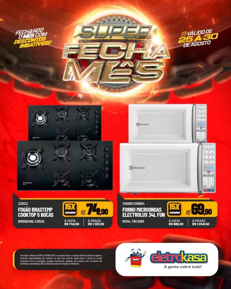 Super FECHA MÊS com descontos imbatíveis nas lojas ELETROKASA, em Rolim de Moura Super FECHA MÊS com descontos imbatíveis nas lojas ELETROKASA, em Rolim de Moura