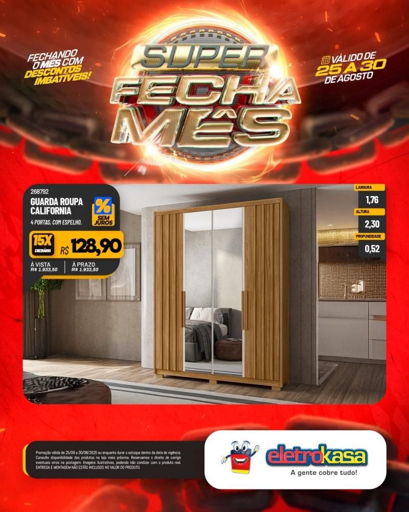 Super FECHA MÊS com descontos imbatíveis nas lojas ELETROKASA, em Rolim de Moura Super FECHA MÊS com descontos imbatíveis nas lojas ELETROKASA, em Rolim de Moura