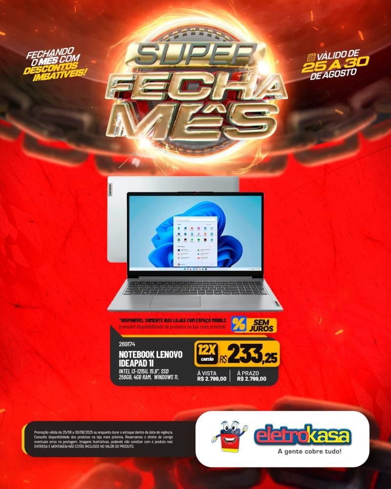 Super FECHA MÊS com descontos imbatíveis nas lojas ELETROKASA, em Rolim de Moura Super FECHA MÊS com descontos imbatíveis nas lojas ELETROKASA, em Rolim de Moura