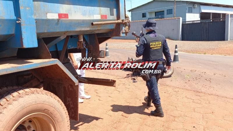 Acidente entre moto e caminhão deixa homem ferido na RO-010, em Rolim de Moura Acidente entre moto e caminhão deixa homem ferido na RO-010, em Rolim de Moura