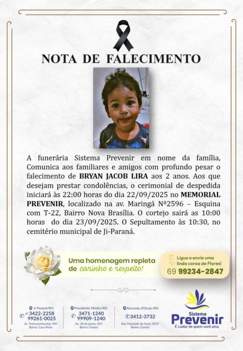 Fatalidade: Bebê de 2 anos morreu após ser atropelado por táxi, em Ji-Paraná Fatalidade: Bebê de 2 anos morreu após ser atropelado por táxi, em Ji-Paraná