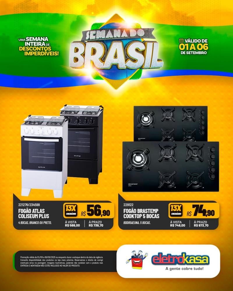 Semana do Brasil é nas lojas Eletrokasa em Rolim de Moura Semana do Brasil é nas lojas Eletrokasa em Rolim de Moura
