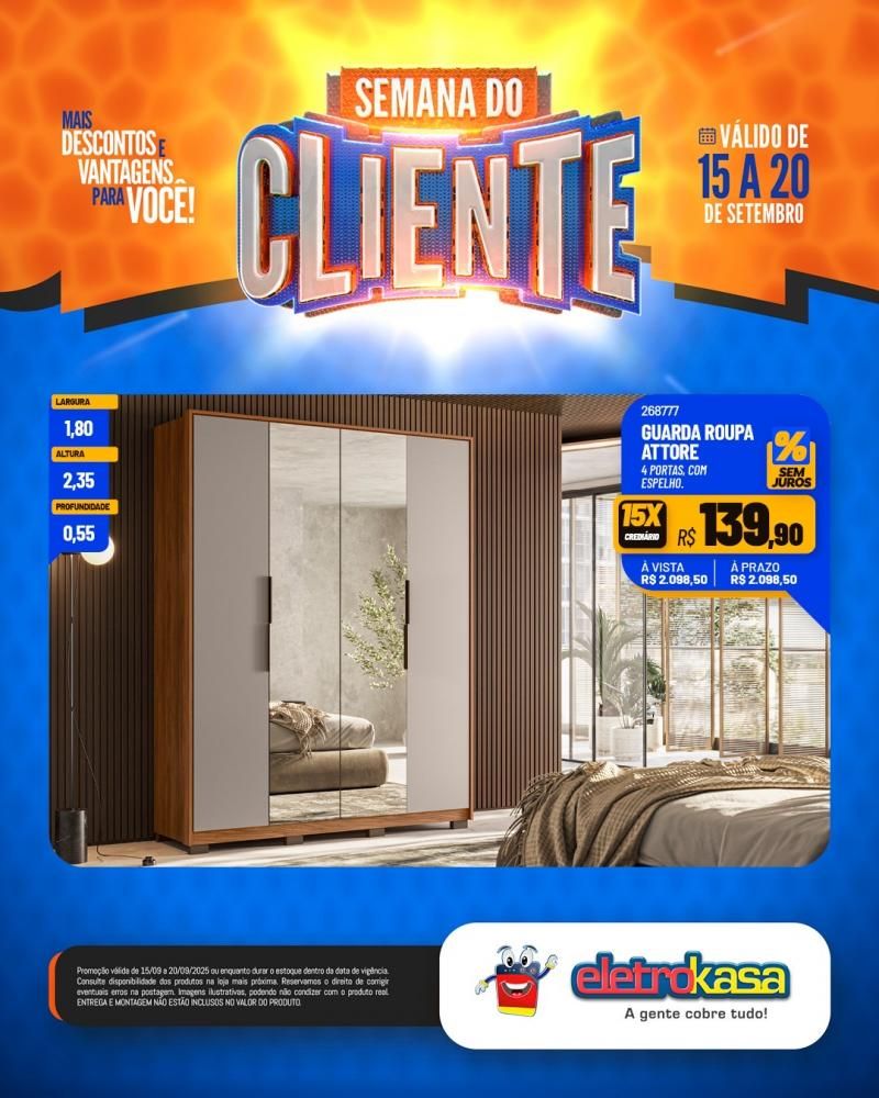 Semana do Cliente com grandes ofertas nas lojas eletroKasa, em Rolim de Moura Semana do Cliente com grandes ofertas nas lojas eletroKasa, em Rolim de Moura