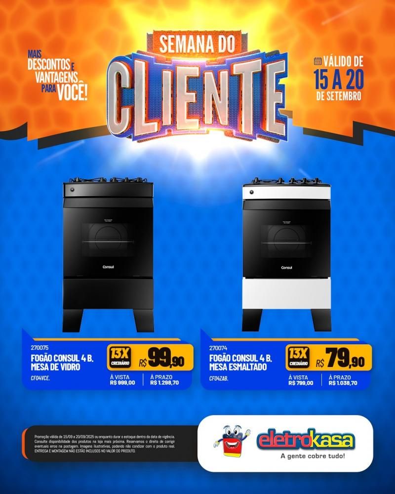 Semana do Cliente com grandes ofertas nas lojas eletroKasa, em Rolim de Moura Semana do Cliente com grandes ofertas nas lojas eletroKasa, em Rolim de Moura