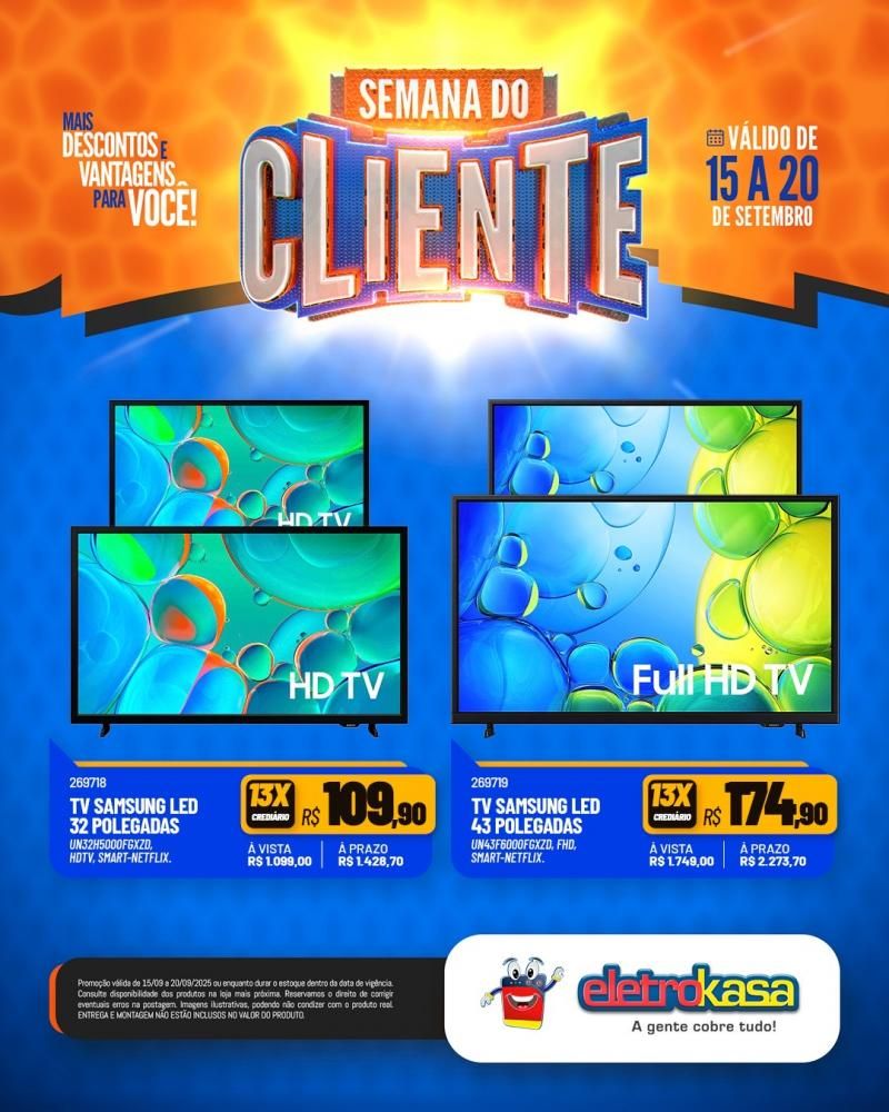 Semana do Cliente com grandes ofertas nas lojas eletroKasa, em Rolim de Moura Semana do Cliente com grandes ofertas nas lojas eletroKasa, em Rolim de Moura