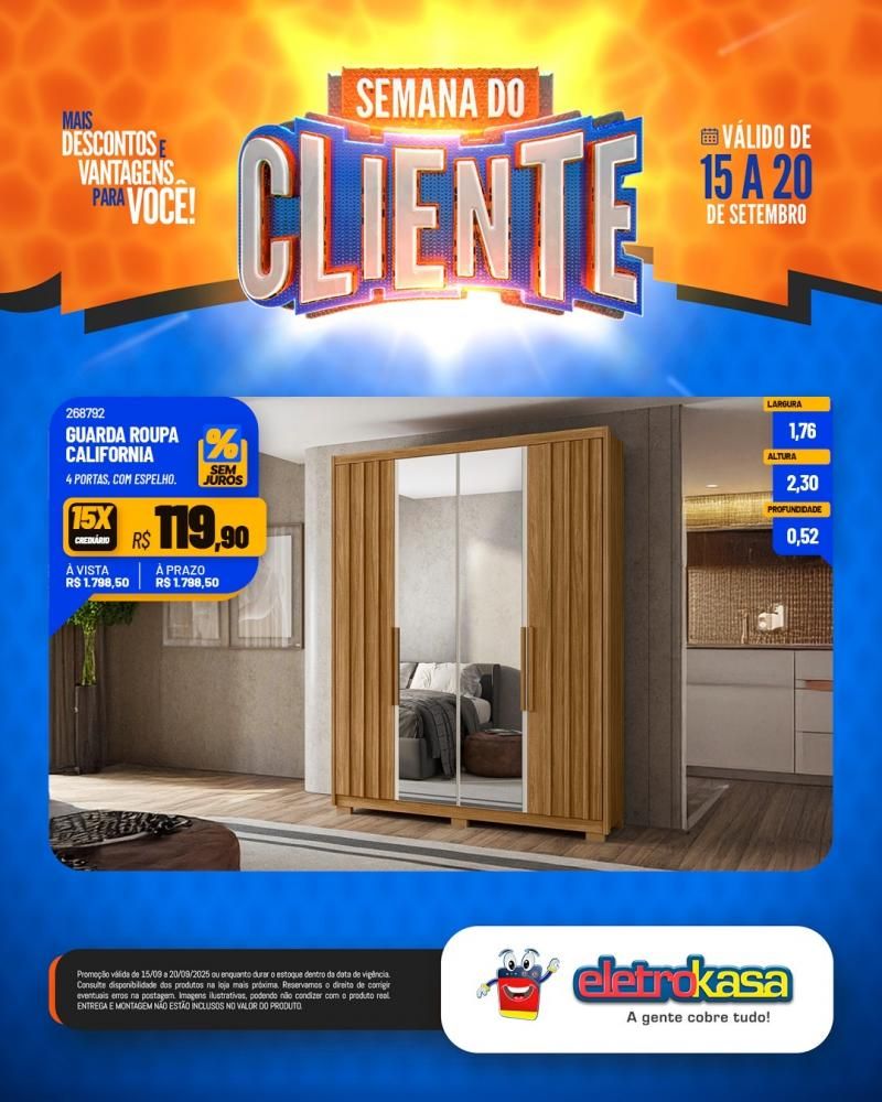 Semana do Cliente com grandes ofertas nas lojas eletroKasa, em Rolim de Moura Semana do Cliente com grandes ofertas nas lojas eletroKasa, em Rolim de Moura