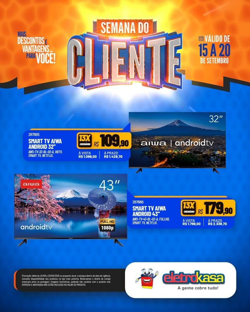 Semana do Cliente com grandes ofertas nas lojas eletroKasa, em Rolim de Moura Semana do Cliente com grandes ofertas nas lojas eletroKasa, em Rolim de Moura