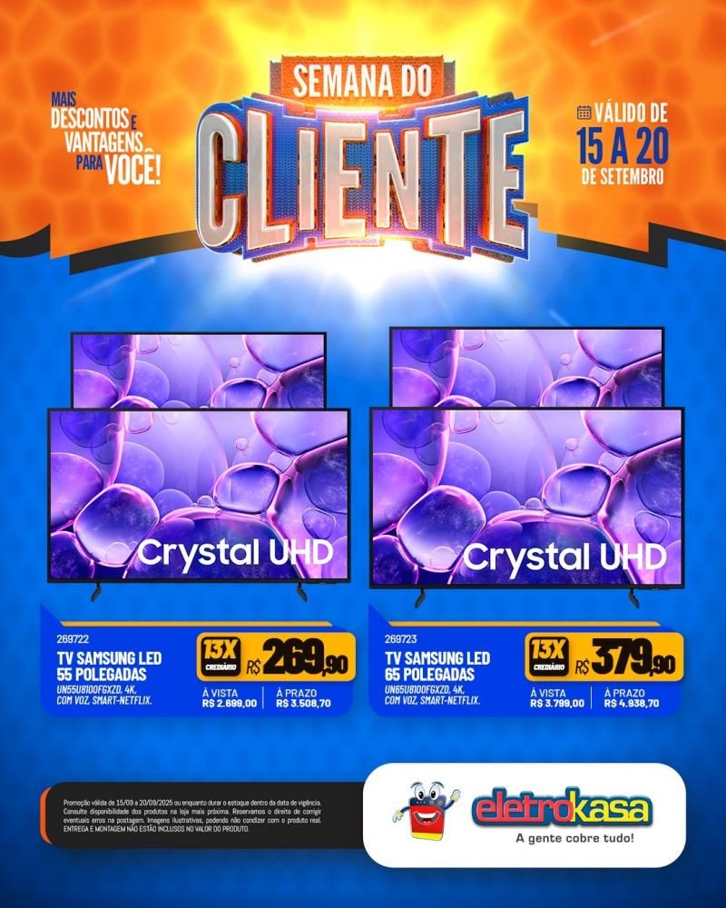 Semana do Cliente com grandes ofertas nas lojas eletroKasa, em Rolim de Moura Semana do Cliente com grandes ofertas nas lojas eletroKasa, em Rolim de Moura