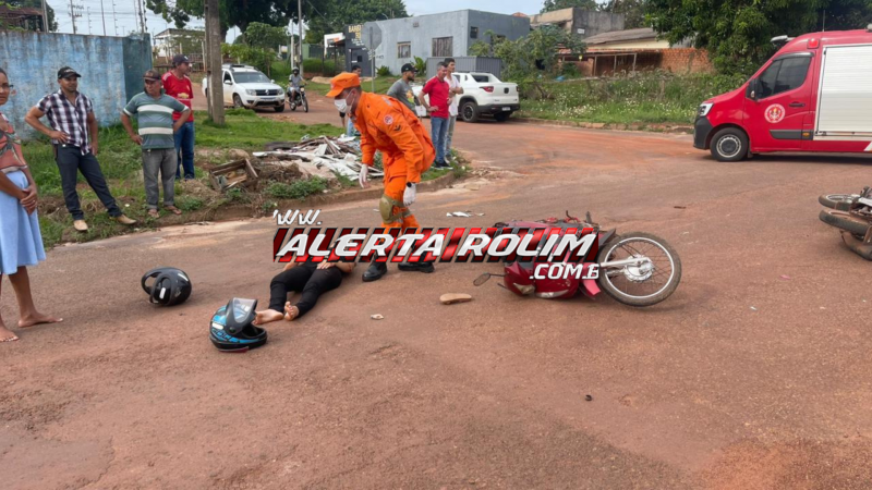 Acidente entre duas motocicletas é registrado no bairro Industrial em Rolim de Moura Acidente entre duas motocicletas é registrado no bairro Industrial em Rolim de Moura