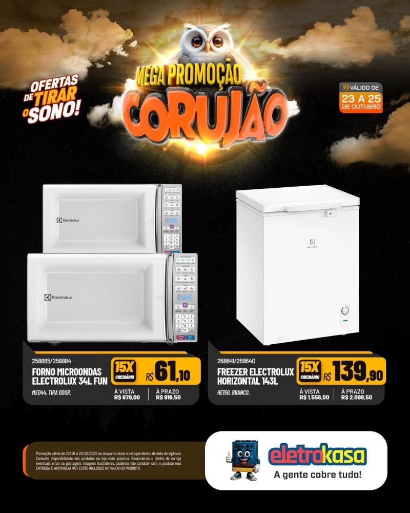 Chegou o Corujão nas lojas eletroKasa, em Rolim de Moura com ofertas de tirar o sono e fazer você economizar de verdade Chegou o Corujão nas lojas eletroKasa, em Rolim de Moura com ofertas de tirar o sono e fazer você economizar de verdade