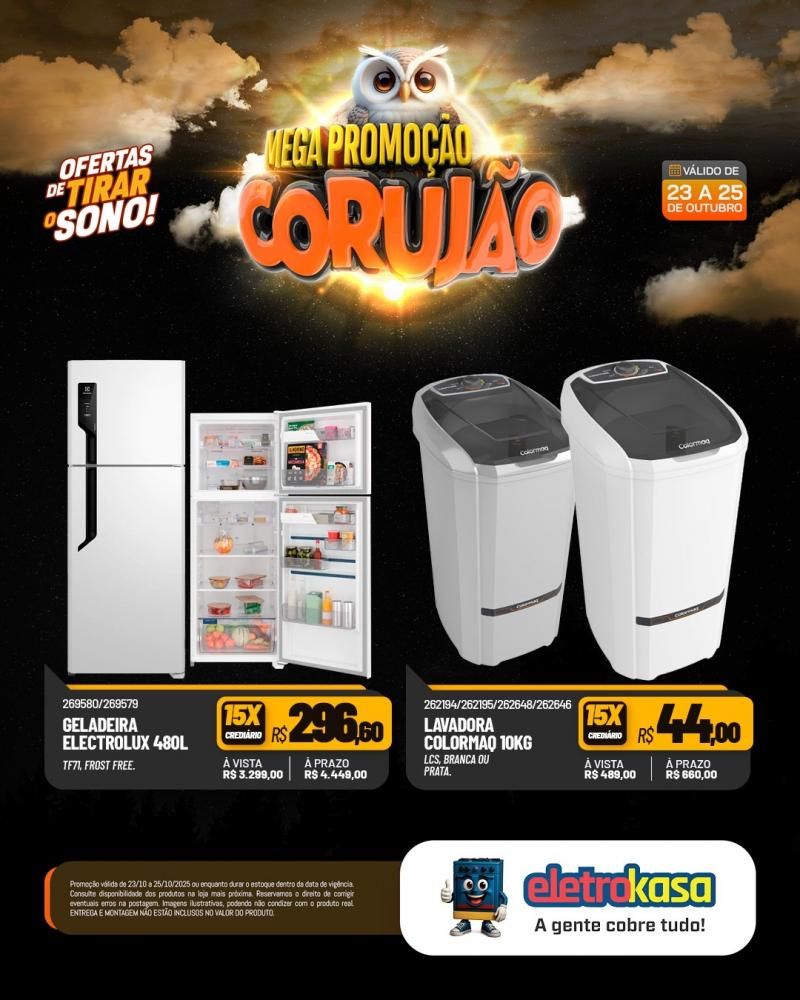 Chegou o Corujão nas lojas eletroKasa, em Rolim de Moura com ofertas de tirar o sono e fazer você economizar de verdade Chegou o Corujão nas lojas eletroKasa, em Rolim de Moura com ofertas de tirar o sono e fazer você economizar de verdade